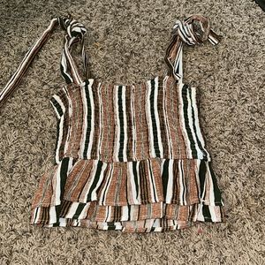 shein flowy brown and green top